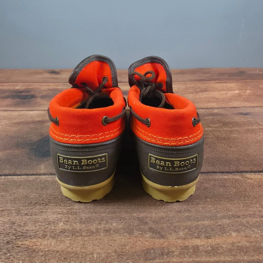 LL Bean Duck Boots Womens 7.5 Brown Orange Slip On Waterproof Moccasin Shoes